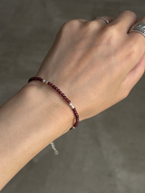 Silver925×天然石|ロードライトガーネット+パール ブレスレット(Reeplushハンドメイド)