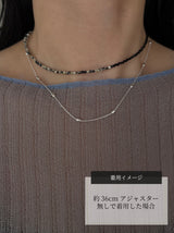 Silver925×天然石|アシンメトリー ダルメシアンジャスパー×オニキス チョーカーネックレス約36cmまたは約35cm+アジャスター5cm(Reeplushハンドメイド)