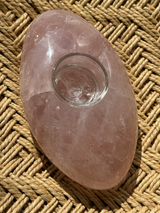 【MOMOMOON】Madagascar Rose quartz Oval candle holder/1.19kg