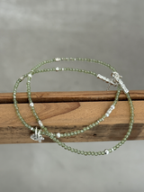 Silver925×天然石|8月誕生石 ペリドット ミニチャーム ネックレス(Reeplushハンドメイド)