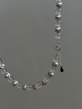 Crystal×silver Ball beads necklace