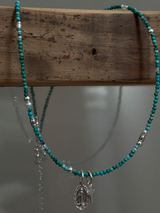 Silver925×天然石|12月誕生石 トルコ石(ターコイズ) ミニチャーム ネックレス(Reeplushハンドメイド)