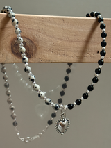 【購入専用】Silver925×天然石|ダルメシアンジャスパー×オニキス 45cm ネックレス(Reeplushハンドメイド)