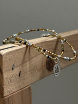 Silver925×天然石|10月誕生石 トルマリン ミニチャーム ネックレス(Reeplushハンドメイド)