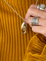 両面刻印【お好きな刻印お入れします】Original Message series - long vertically Oval Locket pendant -