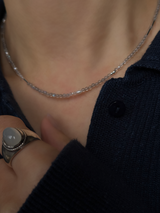 Silver925×天然石|レインボームーンストーンとポイントパールネックレス 40.5cm〜45cm(Reeplushハンドメイド)