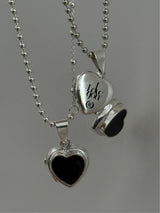 裏面刻印【お好きな刻印お入れします】Black Heart Locket pendant 燻加工仕上げ・軽量