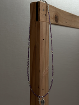 Silver925×天然石|2月誕生石 アメジスト ミニチャーム ネックレス(Reeplushハンドメイド)