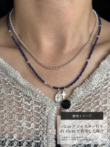 Silver925×天然石|12月誕生石 ラピスラズリ ミニチャーム ネックレス41cmまたは40cm+アジャスター5cm(Reeplushハンドメイド)