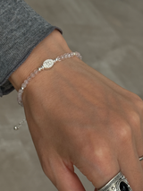 Silver925×天然石|4月誕生石 モルガナイト メダイブレスレット(Reeplushハンドメイド)