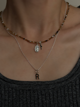 Silver925×天然石|10月誕生石 トルマリン ミニチャーム ネックレス(Reeplushハンドメイド)