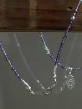 Silver925×天然石|2月誕生石 アメジスト ミニチャーム ネックレス 41cm(Reeplushハンドメイド)