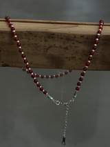 Silver925×天然石|レッドオニキスチョーカー ネックレス37.5cm〜41.5cm(Reeplushハンドメイド)チャーム追加可能