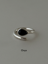 Spiral Stone Ring/Onyx,RainbowMoonStone