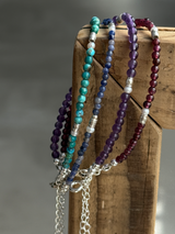 Silver925×天然石|アメジスト×パール ブレスレット(Reeplushハンドメイド)