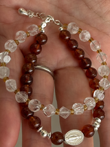 【追加】再入荷 | Silver925×天然石|ヘソナイトとロッククリスタルの2連メダイブレスレット(Reeplushハンドメイド)