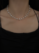 Crystal×silver Ball beads necklace