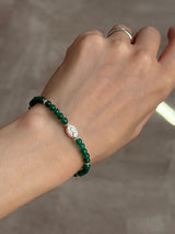 Silver925×天然石|グリーンオニキス・マリア様ブレスレット(Reeplushハンドメイド)