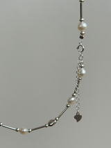 Perl×silver beads Necklace 40cm+4cm