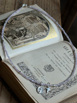 Silver925×天然石|9月誕生石 クンツァイト ミニチャーム ネックレス 41cm(Reeplushハンドメイド)