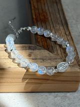 Silver925×天然石|レインボームーンストン×メダイ ブレスレット(Reeplushハンドメイド)