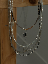 Silver925×天然石|ブラックルチル チェーン切り替え メダイネックレス(Reeplushハンドメイド)