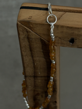 Silver925×天然石|11月誕生石 シトリンチャーム ミニチョーカーネックレス(Reeplushハンドメイド)約36.5cmまたは38cm