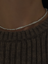 Silver925×天然石|アシンメトリーバロックパールチョーカー ネックレス37.5cm〜42cm(Reeplushハンドメイド)