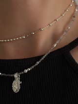 Silver925×天然石|4月誕生石 ダイヤモンドクォーツ ミニチャーム ネックレス 41cmまたは41cm+アジャスター4.5cm(Reeplushハンドメイド)