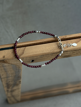 Silver925×天然石|ロードライトガーネット+パール ブレスレット(Reeplushハンドメイド)