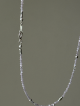 Silver925×天然石|9月誕生石 クンツァイト ミニチャーム ネックレス 41cm(Reeplushハンドメイド)