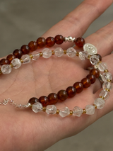 【追加】再入荷 | Silver925×天然石|ヘソナイトとロッククリスタルの2連メダイブレスレット(Reeplushハンドメイド)