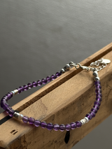 Silver925×天然石|アメジスト×パール ブレスレット(Reeplushハンドメイド)