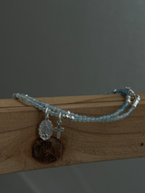 Silver925×天然石|3月誕生石 アクアマリン ミニチャーム ネックレス 41cm(Reeplushハンドメイド)