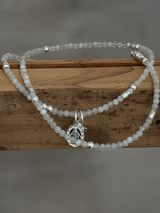 Silver925×天然石|6月誕生石 ムーンストーン ミニチャーム ネックレス(Reeplushハンドメイド)