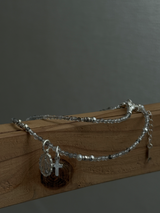 Silver925×天然石|4月誕生石 ダイヤモンドクォーツ ミニチャーム ネックレス 41cm(Reeplushハンドメイド)