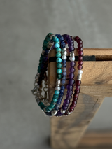 Silver925×天然石|ロードライトガーネット+パール ブレスレット(Reeplushハンドメイド)