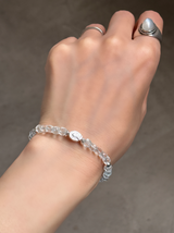 Silver925×天然石|ブラジル産 天然ホワイトトパーズキューブ マリア様ブレスレット17cm+4cm(Reeplushハンドメイド)