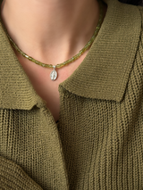 Silver925×天然石|ペリドット メダイチャーム チョーカーネックレス 約35cm〜39cm(Reeplushハンドメイド)