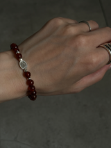 Silver925×天然石|ヘソナイトメダイブレスレット(Reeplushハンドメイド)