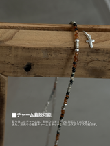 Silver925×天然石|1月誕生石ヘソナイトガーネット クロスミニチャーム チョーカーネックレス(Reeplushハンドメイド)38cm〜42cm