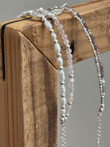 Silver925×天然石|8月誕生石 パープルスピネル2連 メダイブレスレット(Reeplushハンドメイド)