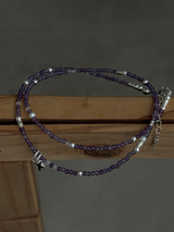 Silver925×天然石|2月誕生石 アメジスト ミニチャーム ネックレス(Reeplushハンドメイド)