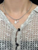 Silver925×天然石|3月誕生石 アクアマリン ミニチャーム ネックレス 41cmまたは41cm+アジャスター4.5cm(Reeplushハンドメイド)