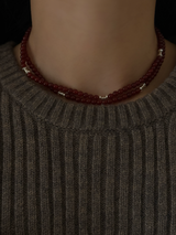 Silver925×天然石|レッドオニキス オペラネックレス/ 約75cm(Reeplushハンドメイド)