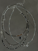 Silver925×天然石|ブラックルチル チェーン切り替え メダイネックレス(Reeplushハンドメイド)