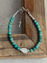 【再入荷】Silver925×天然石|ターコイズ×メダイ ブレスレット(Reeplushハンドメイド)