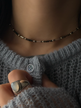 Silver925×天然石|ストライプオニキスネックレス 38.5cm〜43cm(Reeplushハンドメイド)