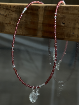 Silver925×天然石|1月誕生石 ガーネット ミニチャーム ネックレス 41cmまたは41cm+アジャスター4.5cm(Reeplushハンドメイド)