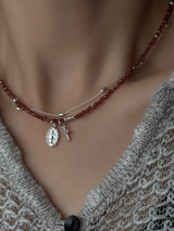 Silver925×天然石|1月誕生石 ガーネット ミニチャーム ネックレス 41cmまたは40cm+アジャスター4.5cm(Reeplushハンドメイド)